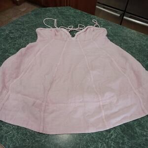 Free People Women's Medium Linen Strappy Boho Beachy Braid Accent Top Zip Back